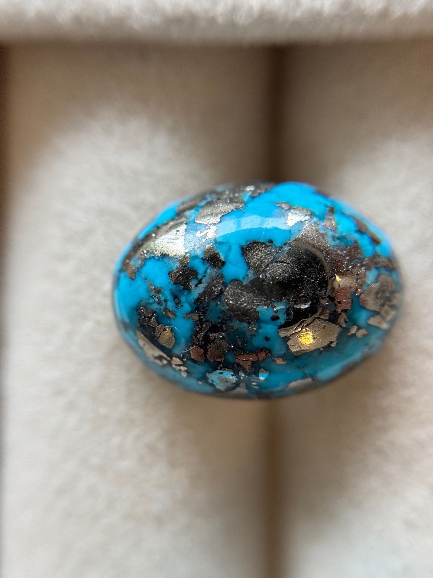 Persian Turquoise (Pyrite matrix), Oval cabochon, 11.86 carats