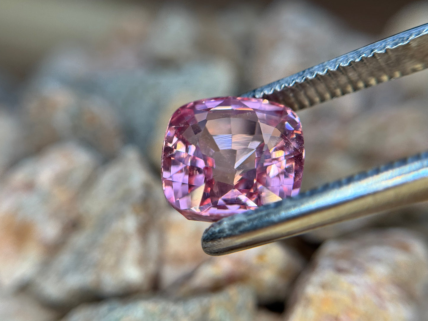 Pink Erbium YAG, Cushion cut, 6.75 Carats