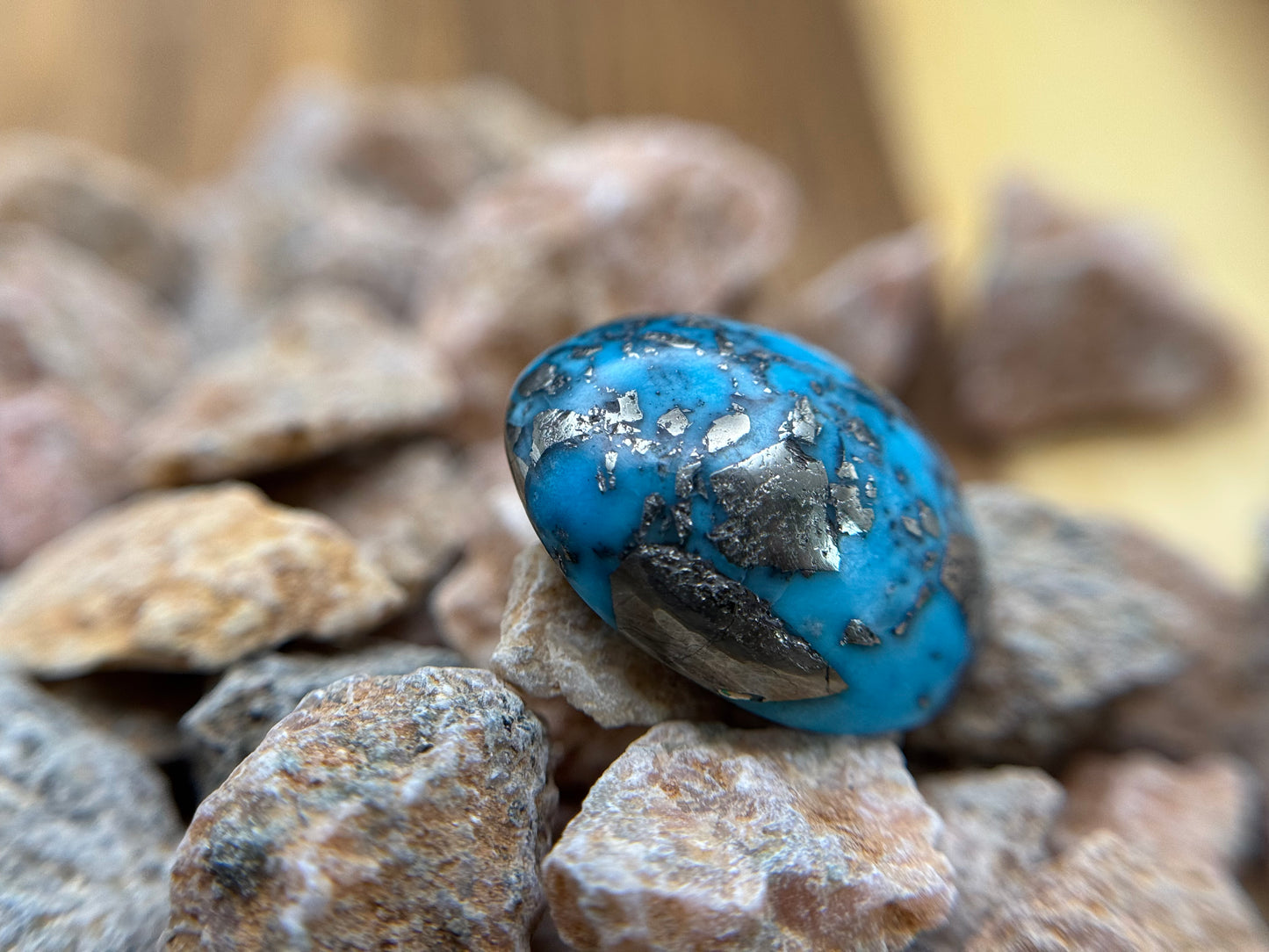 Persian Turquoise (Pyrite matrix), Oval Cabochon, 15.72 Carats