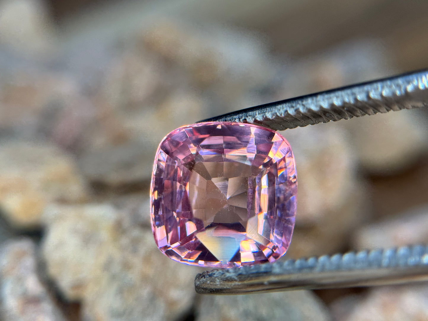 Pink Erbium YAG, Cushion cut, 6.75 Carats
