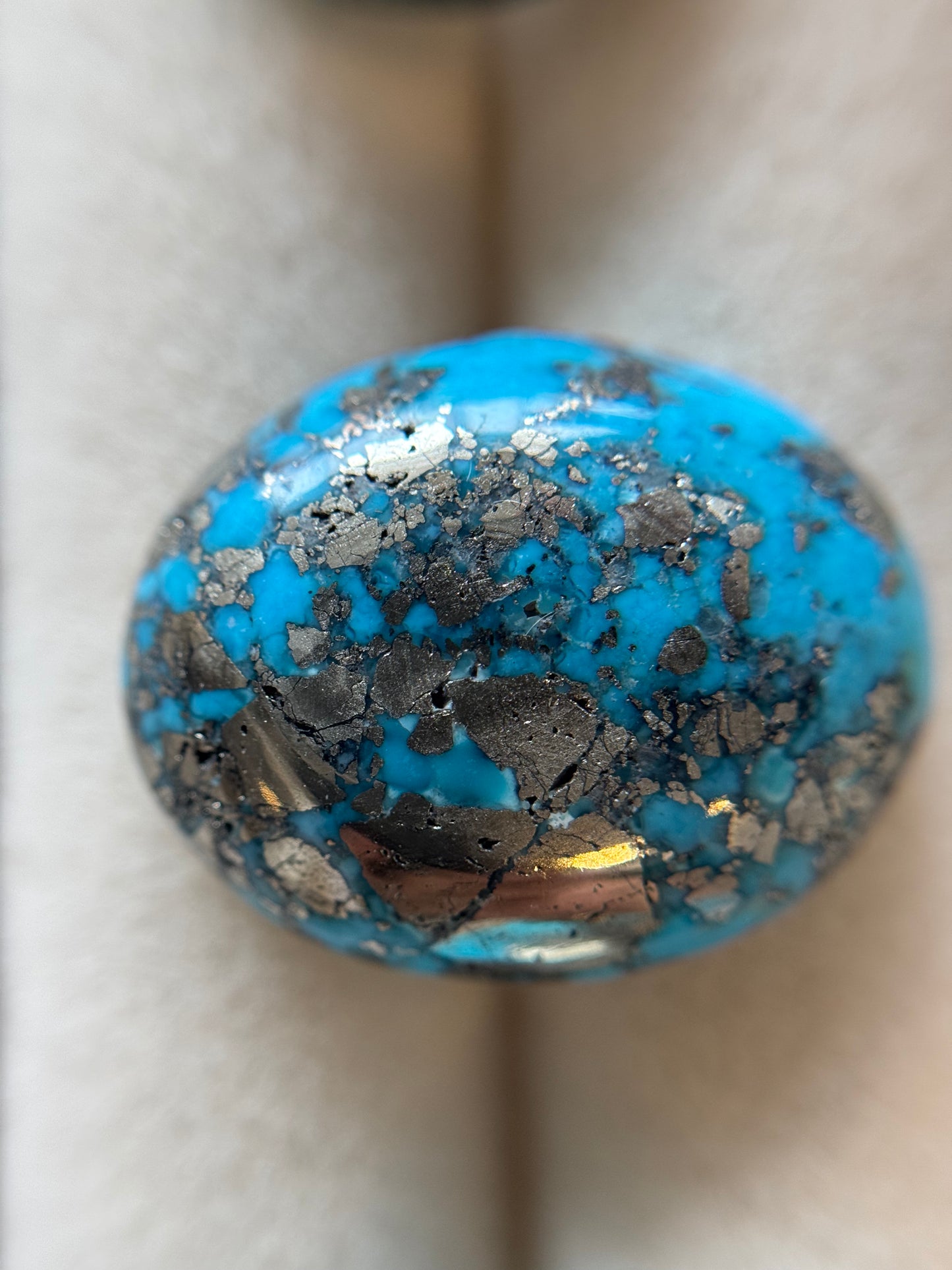 Persian Turquoise (Pyrite matrix), Oval Cabochon, 31.12 Carats