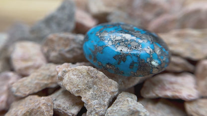 Persian Turquoise (Pyrite matrix), Oval Cabochon, 31.12 Carats